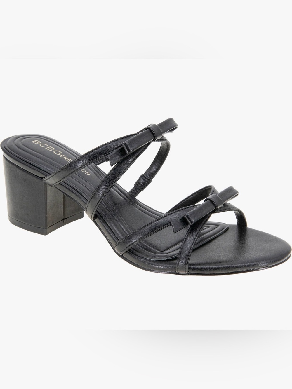 BCBGeneration Black Strappy Block Heel Mule